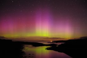 Looking at the northern lights from Croig on Mull's north coast in winter.