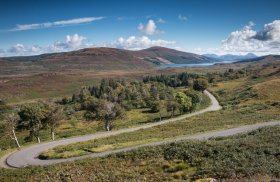 Winding road in north Mull with loch Frisa in the distance