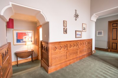 Timber panelling on the first floor of the Lodge
