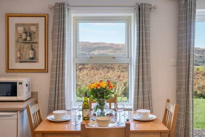 Dinner with lovely views of birds visiting the garden