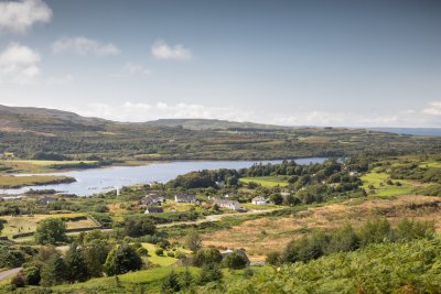 Enjoy a bird's eye view over the village and loch from the road to Tobermory