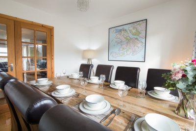 Dining table and map of Mull