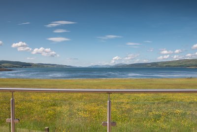 Excellent views from the decking of the Sound of Mull - watch the boats come and go
