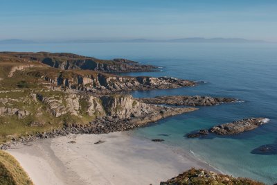 A large white sandy bay on the Ross of Mull's south coast