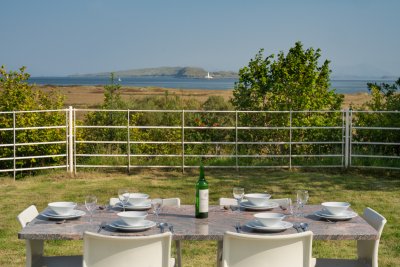 Sea views to Lismore lighthouse from the garden at Gorsten