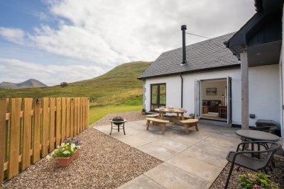 The patio area is sheltered from the weather and very private