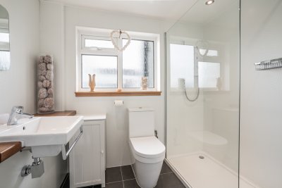 The modern shower room at Maple Cottage on the ground floor
