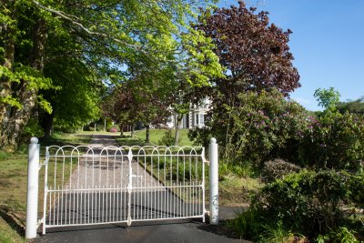 The adventure begins! Gated driveway welcoming you to Oakfield House