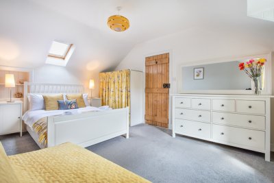 Second double bedroom in Spey Cottage, with fold out sofa bed (so will convert to a twin room)