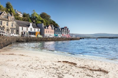 The view from Tobermory Beach, looking along the Main Street