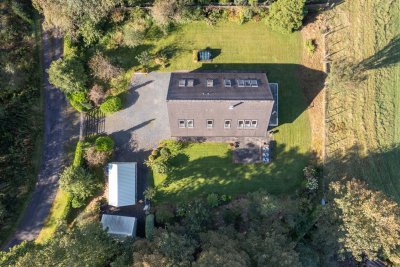 A bird's eye view, with plenty of parking