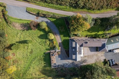 A bird's eye view of Achnacraig, with the owner's accommodation to the left and adjoining holiday cottage to the right