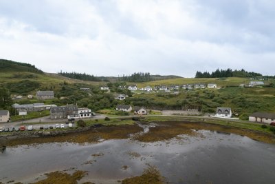 Looking across Loch na Lathaich across the village with the cottage near the top right