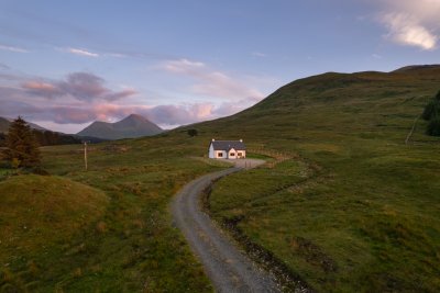 Approaching Kilbeg Lodge, set deep in the glen surrounded by Mull's mountainous interior