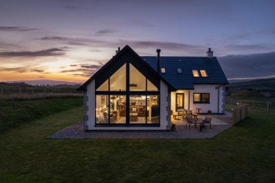 Sunset casts a rosy glow while peace and tranquility reign in Glen Forsa