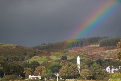 Rainbow over Lilybank Smiddy and Kilmore Church