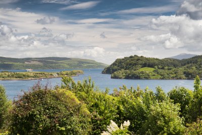 The view from the garden of Ulva House across the Sound of Mull