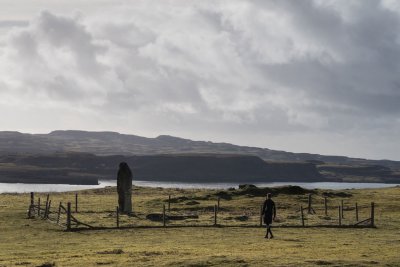 The standing stones passed on the walk from Dervaig
